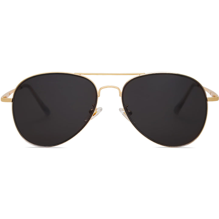 Classic Aviator Sunglasses for Women Men Metal Frame Spring Hinges SJ1030, Gold/Grey