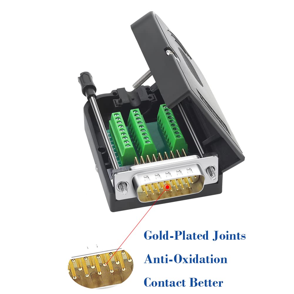 DB26 Male Solderless Breakout Connector, RS232 D-SUB Serial to 26 Pin Port Terminal Solderfree Adapter with Case Accessories