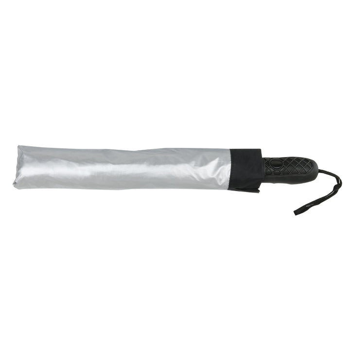 46 UV Protection Silver Coated Vented Canopy Umbrella with Auto Open Telescopic Fiberglass Shaft. Folding Portable Sun Tech