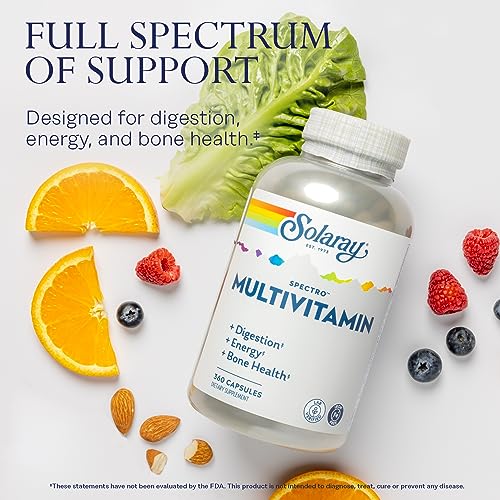 Spectro Multivitamin with Iron - Multi Vitamin with Calcium, Magnesium, Energizing Greens, Herbs & Digestive Enzymes - Digestion, Energy, and Bone Health Support (60 Servings, 360 Capsules)