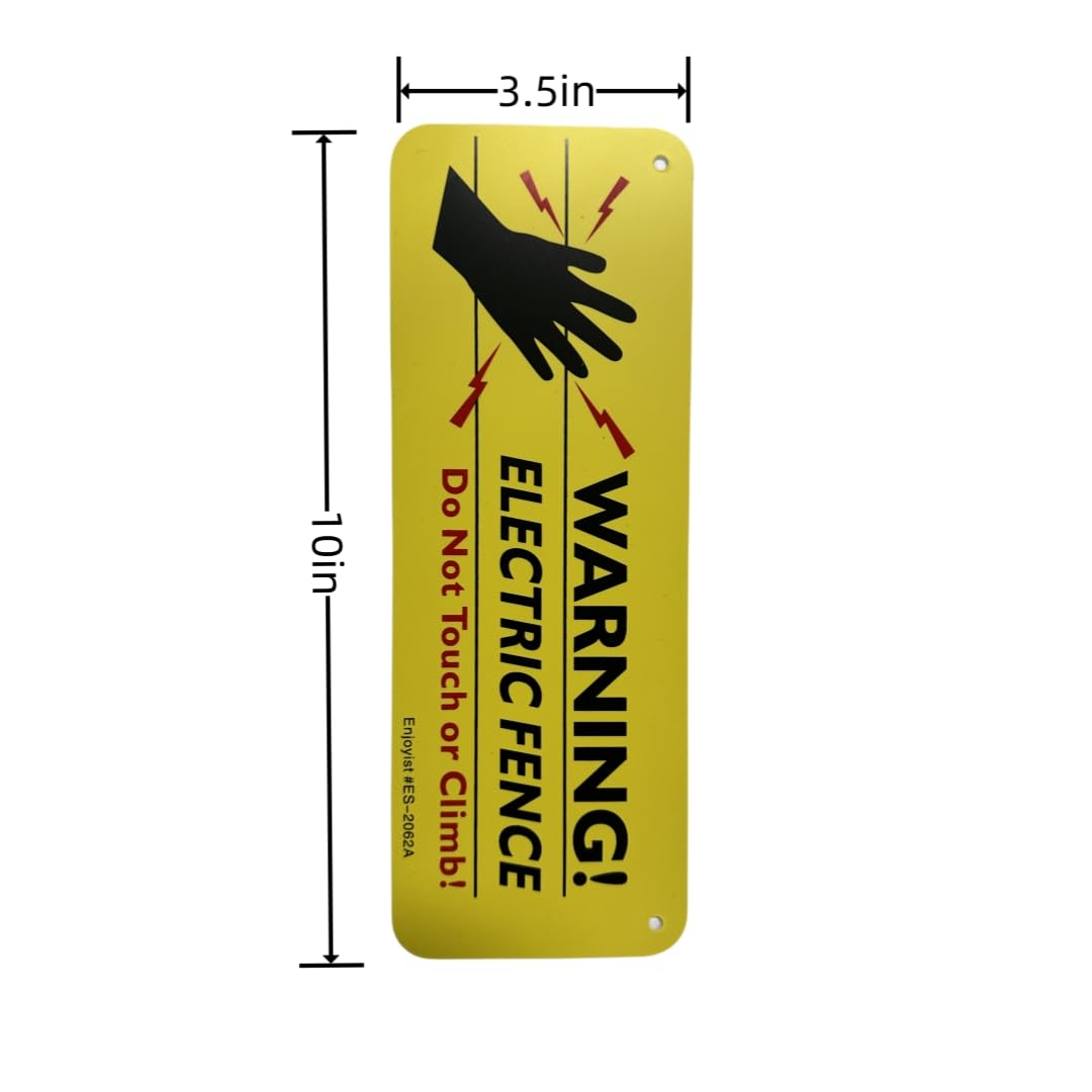 4-Pack Warning Electric Fence Safe Sign, 10x 3.5 Plastic Sign