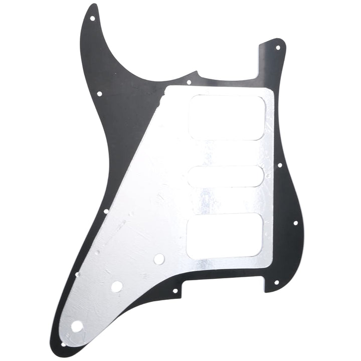 Pro 11 Holes Round Corner HSH Strat Pickguard for American/Mexican Fender Standard Stratocaster Electric Guitar, 3Ply Black