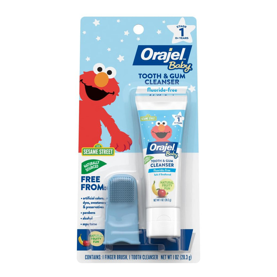Baby Elmo Tooth and Gum Cleanser with Finger Brush, Fruity Fun, 1.0 Ounce