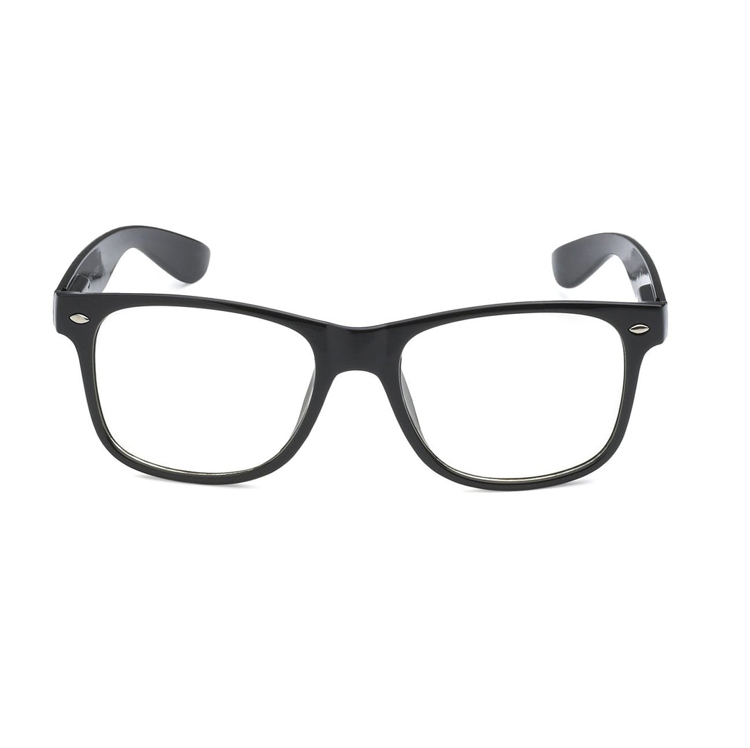 Retro Nerd Geek Oversized Black Framed Spring Temple Clear Lens Eye Glasses