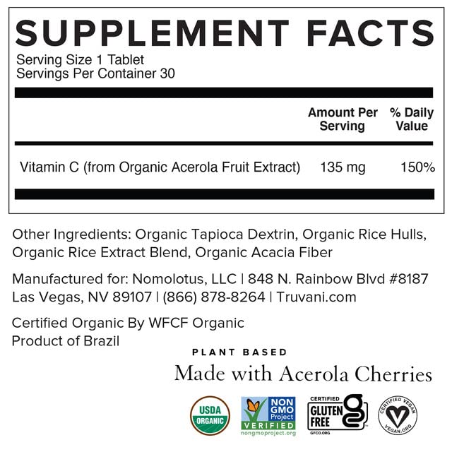 Vitamin C | USDA Organic | High Absorption, Antioxidant Supplement, Higher Bioavailability Immune System Support | Made with Real Food | 30 Servings