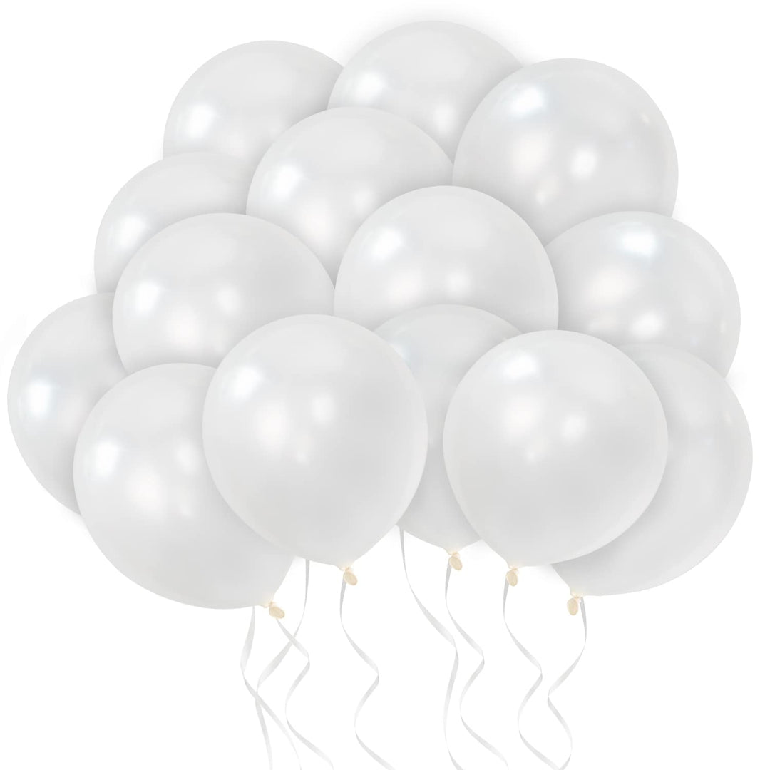 50 Pack Pearl White Balloons 12 Inch(Thicken 3.2g/pcs) Round Helium Pearlized Balloons for Wedding Birthday Christmas Party Decoration (White)