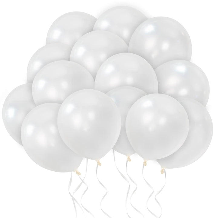 50 Pack Pearl White Balloons 12 Inch(Thicken 3.2g/pcs) Round Helium Pearlized Balloons for Wedding Birthday Christmas Party Decoration (White)