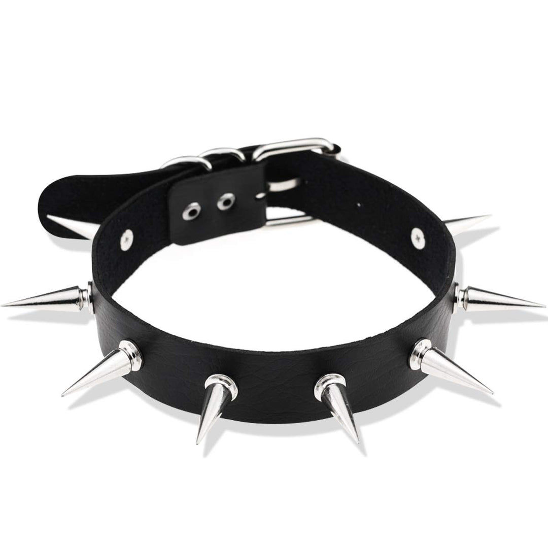 PU Leather Choker Goth Punk Choker O-Ring Spike Rivets and Love Heart Choker Collar Necklace Adjustable (K4)
