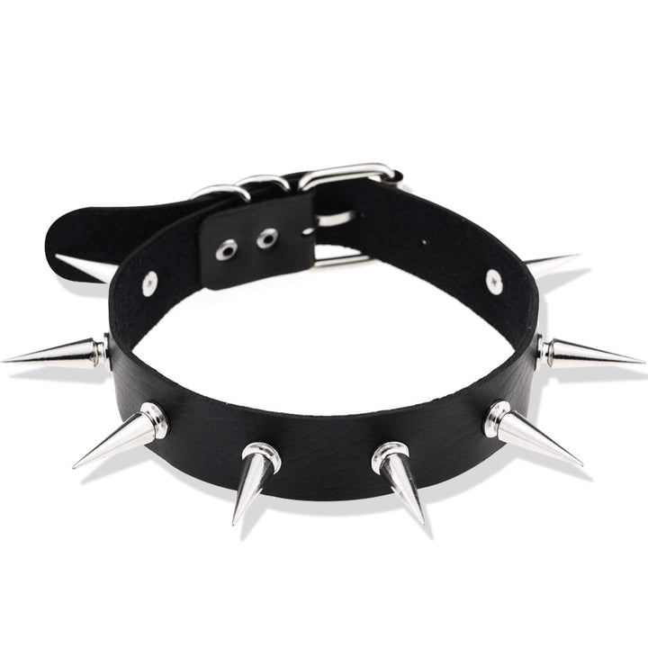 PU Leather Choker Goth Punk Choker O-Ring Spike Rivets and Love Heart Choker Collar Necklace Adjustable (K4)