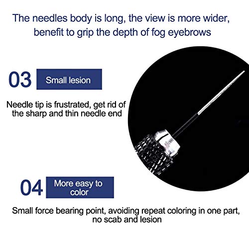 Microblading Needles,50Pcs Permanent Makeup Tattoo Manual Eyebrow Needle 3 Pin Round Blades