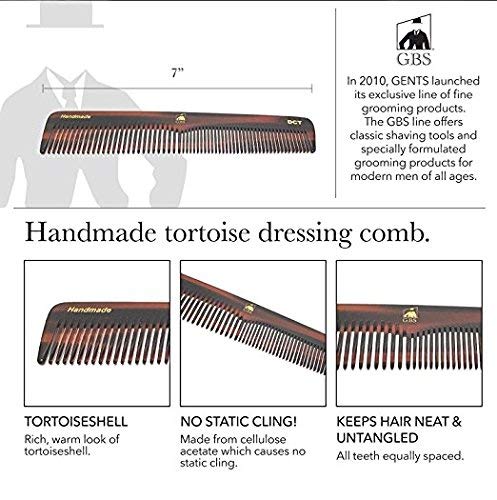 Gbs Professional Grooming Combs + Hair Wax Set -5 Unbreakable Tortoise Coarse/Fine Pocket Comb, 7