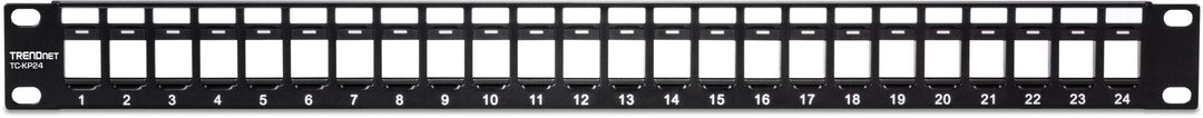 24-Port Blank Keystone 1U Patch Panel, 1U 19 Metal Rackmount Housing, Recommended With TC-K25C6 & TC-K50C6 Cat6 Keystone Jacks (Sold Separately), Black, TC-KP24