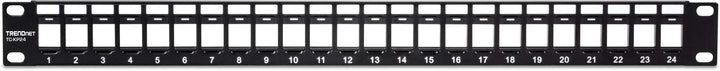 24-Port Blank Keystone 1U Patch Panel, 1U 19 Metal Rackmount Housing, Recommended With TC-K25C6 & TC-K50C6 Cat6 Keystone Jacks (Sold Separately), Black, TC-KP24