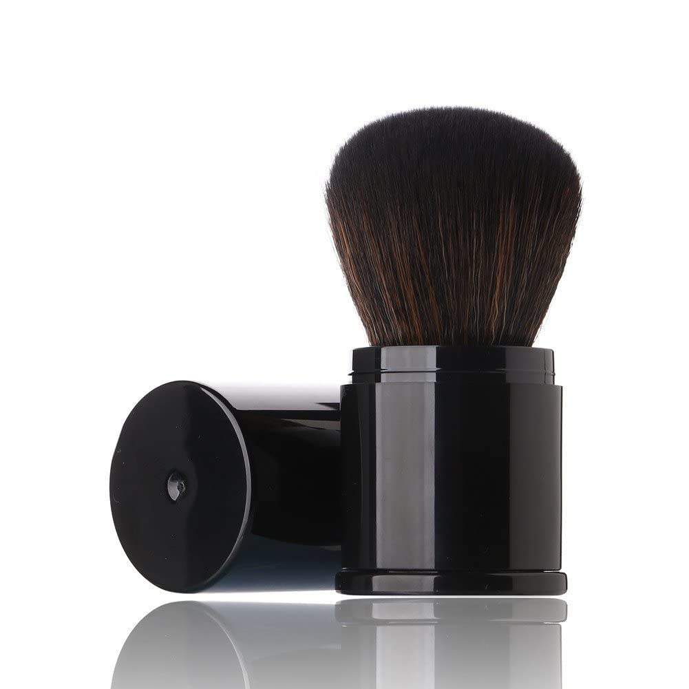 1 Pack Extensible Make-up Brush 2 Color Black/Pink Contour Brush Portable Blush Brush Advanced Foundation Brush Travel Set Make-up Tool (Black)