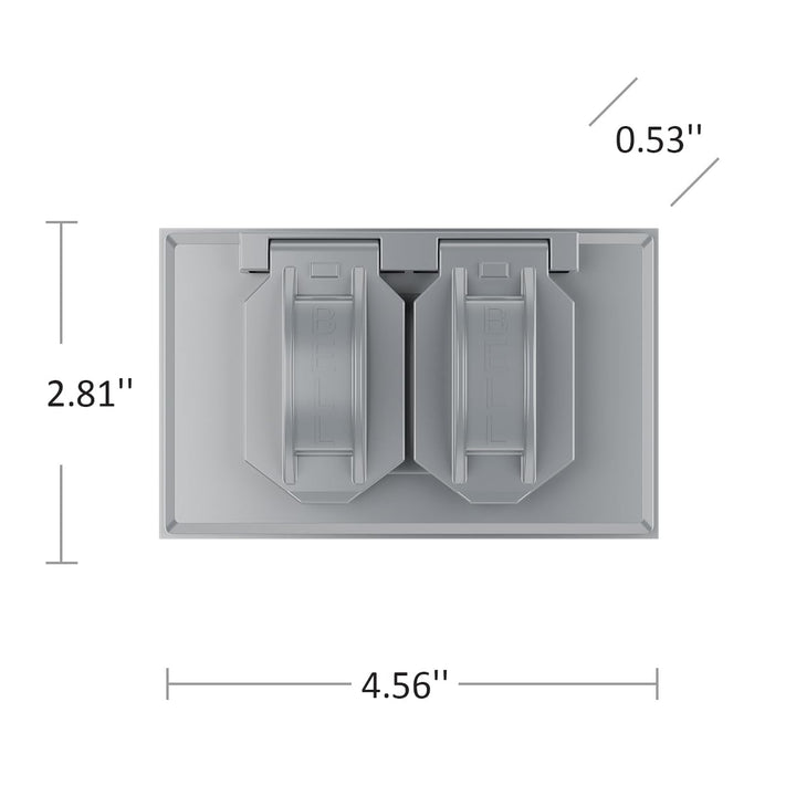 Hubbell 5180-0 Horizontal Duplex Single Weatherproof Cover, 1-Gang, Gray