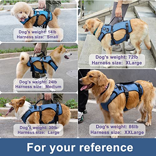 Dog Lift Harness, Full Body Support & Recovery Sling, Pet Rehabilitation Lifts Vest for Old Dog with Arthritis Walk(Bule,L)