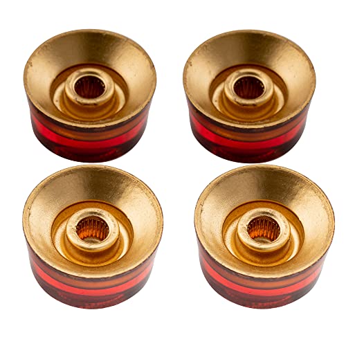 Pro Inch USA LP Guitar Speed Knobs Fine 24-Spline Tone Volume Control Knobs for USA Les Paul CTS Pots Electric Guitar, Amber (Set of 4)