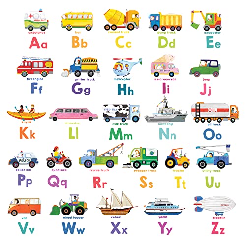 DS8-2005N Transport Alphabet Kids Wall Stickers Wall Decals Peel and Stick Removable Wall Stickers for Kids Nursery Bedroom Living Room