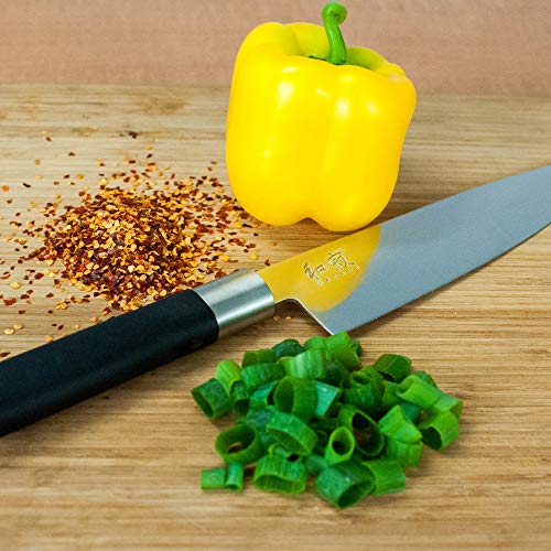 Wasabi Chef's Knife 8”, Thin, Light Kitchen Knife, Ideal For All-Around Food Preparation, Hand-Sharpened Japanese Knife, Perfect For Fruit, Vegetables, And More,Black