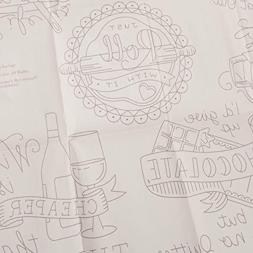 Stitcher's Revolution Cute Kitchen Sayings Iron-On Transfer Patterns for Embroidery, red