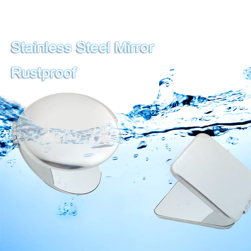 Shatterproof Stainless Steel Ultra Slim Folding Portable Mirror Makeup Unbreakable Camping Mirror For Personal Use,Travelling, Emergency Signaling (Square:5.7 * 5.7CM)