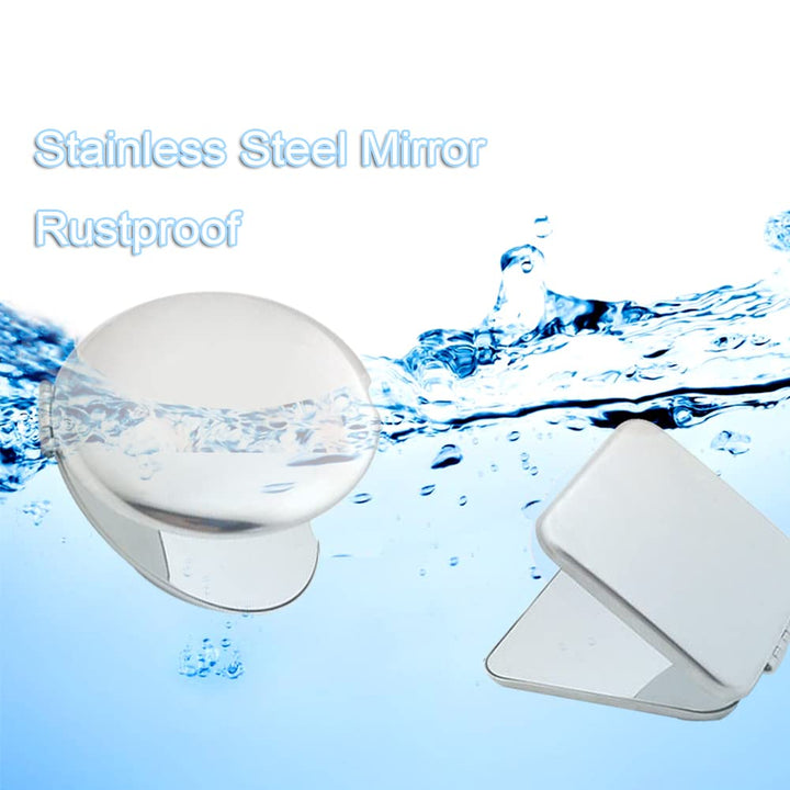 Shatterproof Stainless Steel Ultra Slim Folding Portable Mirror Makeup Unbreakable Camping Mirror For Personal Use,Travelling, Emergency Signaling (Square:5.7 * 5.7CM)