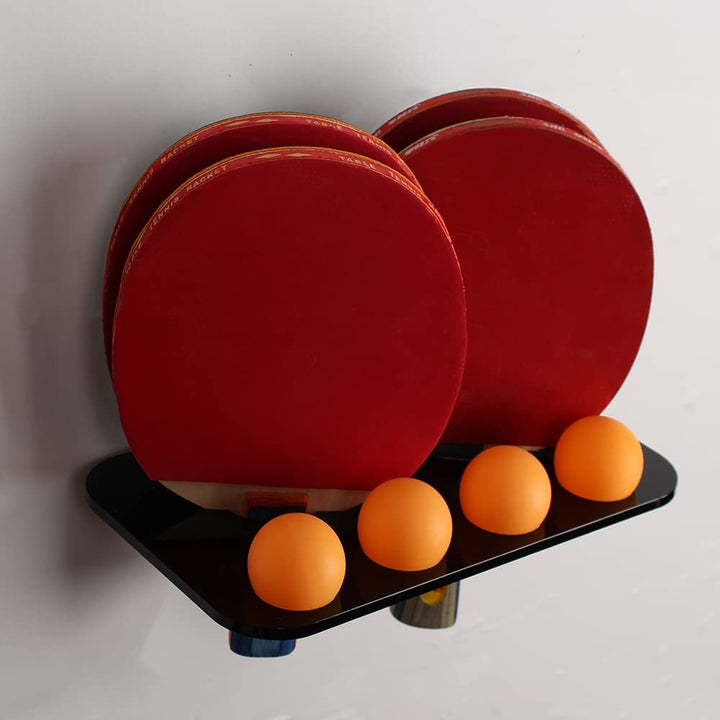 Ping Pong Paddle Holder Ping Pong Storage Wall Mount Acrylic Ping Pong Paddles Storage Wall Rack for Storage Balls and Paddles(S, Black)