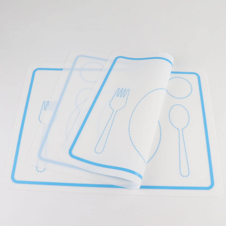Silicone Placemats for Kids, 2PCS Non-Slip Reusable Baby Placemat Eating Table Mat, Waterproof Stain Resistant Table Setting Food Mat for Toddler Baby Kids, Easy to Clean and Roll Up (11.8x8.7inch)