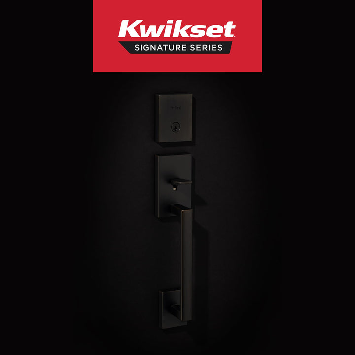 San Clemente Front Door Lock Handle and Deadbolt Set, Entry Handleset Exterior with Interior Reversible Lever, Venetian Bronze, Pick Resistant SmartKey Rekey Deadbolt Security