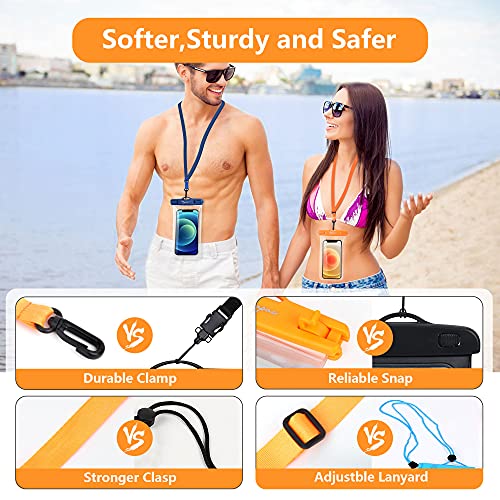 Waterproof Phone Pouch Bag - 7.5in Water Proof Cell Phone Case for Beach Travel Must Haves, Waterproof Phone Holder with Lanyard for iPhone 16 15 14 Pro Max Galaxy S24 S23 Pixel 7a, Cruise Essentials
