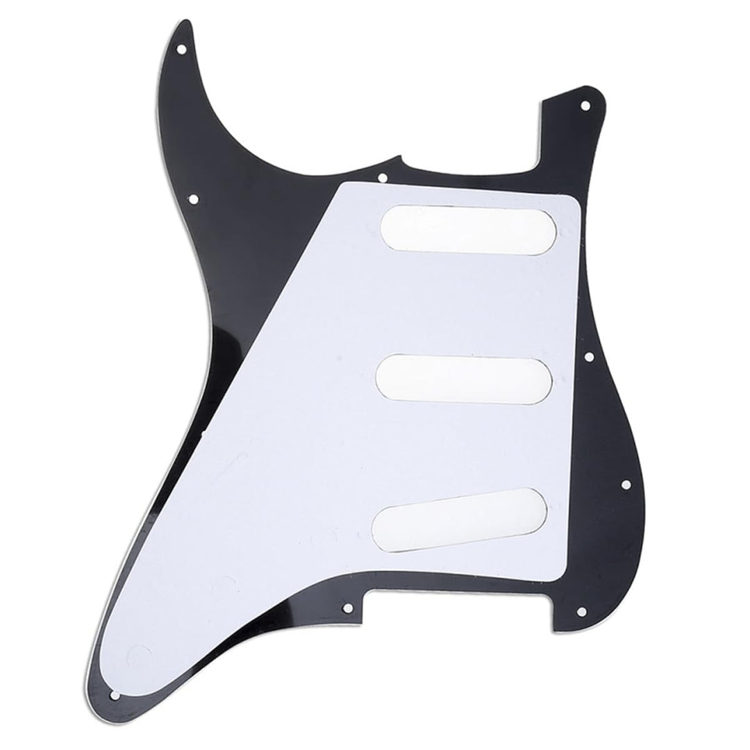SSS 11 Hole Strat Pickguard Electric Guitar Pick Guards Scratch Plate for Fender USA/Mexican Standard Stratocaster Modern Style Electric Guitar,3Ply Black
