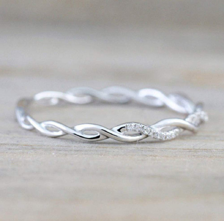 Twist Ring for Women Fashion 925 Sterling Silver Stack Twisted Ring Cubic Zirconia Diamond Ring Wedding Party Women Jewelry Size 6-10 (Size 10)