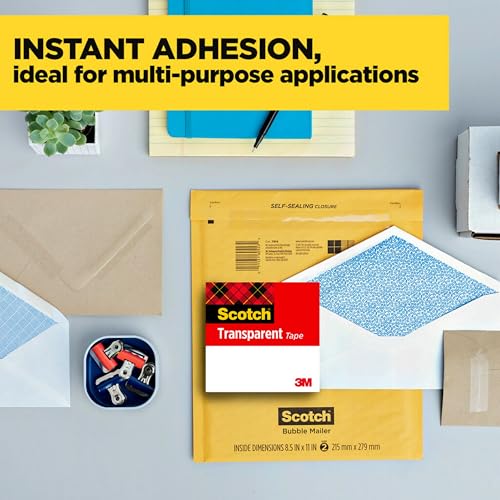 Scotch Transparent Tape, 3 Boxes, 1 in x 2592 in (600-72-3PK)