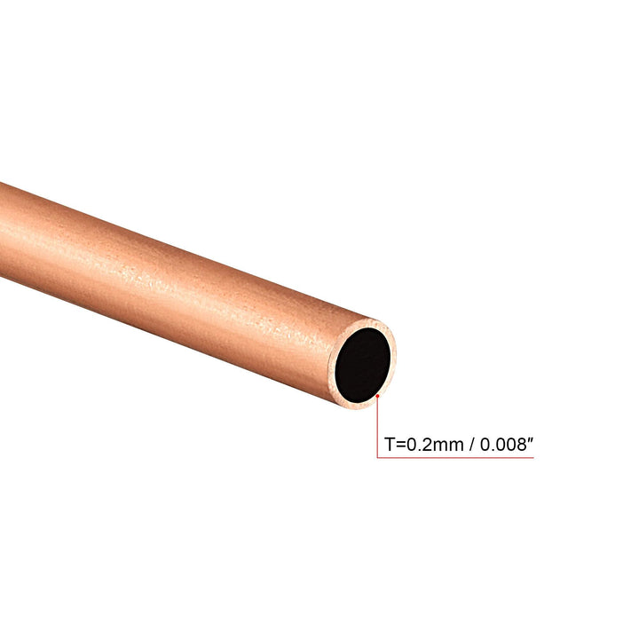 Copper Round Tube 2mm OD 0.2mm Wall Thickness 300mm Length Pipe Tubing 5 Pcs