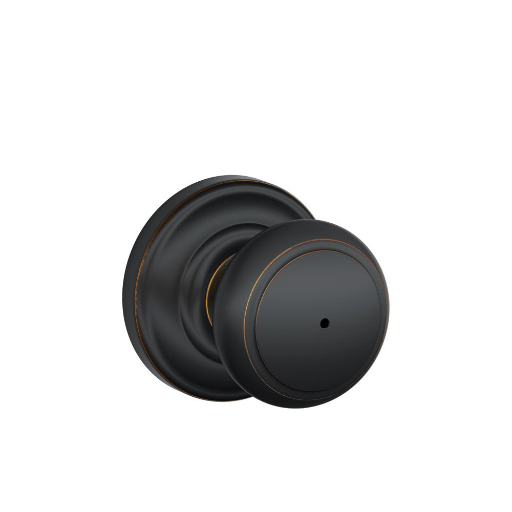 Schlage Andover Privacy Knob, Andover Rose, Aged Bronze