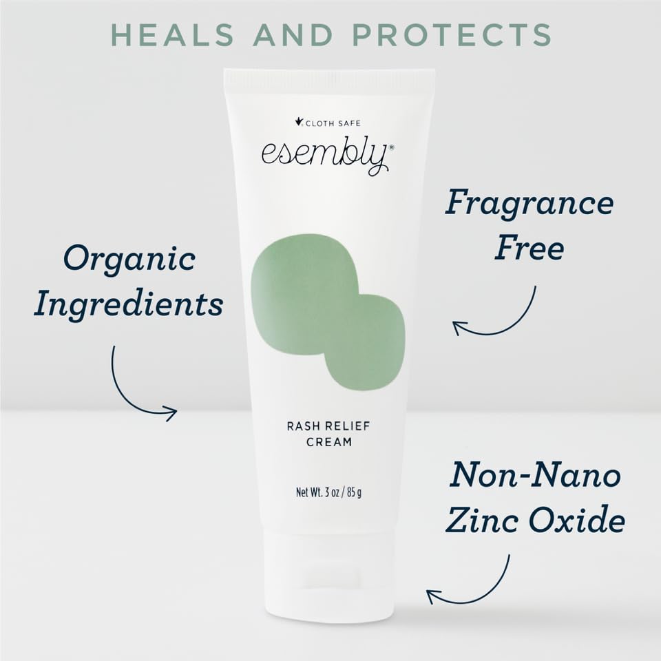 Rash Relief Cream, Organic and Cloth Friendly Zinc Oxide Barrier Cream, Soothes and Heals Diaper Rash, Natural Aid for Baby Bottom Discomfort, 3oz