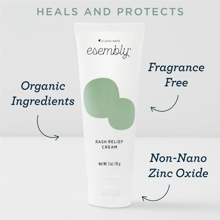 Rash Relief Cream, Organic and Cloth Friendly Zinc Oxide Barrier Cream, Soothes and Heals Diaper Rash, Natural Aid for Baby Bottom Discomfort, 3oz