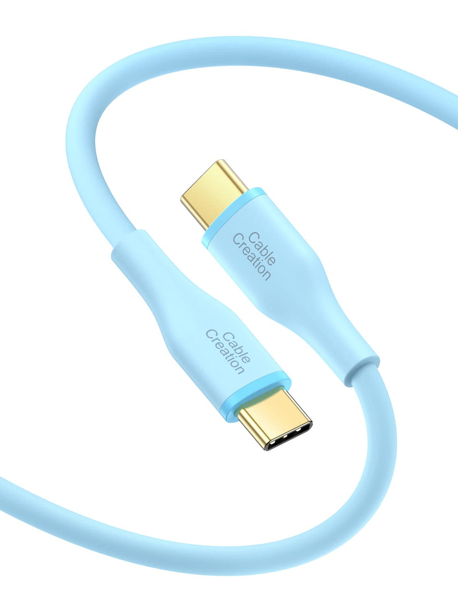USB C to USB C Cable 6FT/60W, Soft Silicone USB C Charger Cable for iPhone 15 Pro, Galaxy S22/S21, iPad Mini 6/Air 4, MacBook Pro/Air, Pixel, etc, Blue