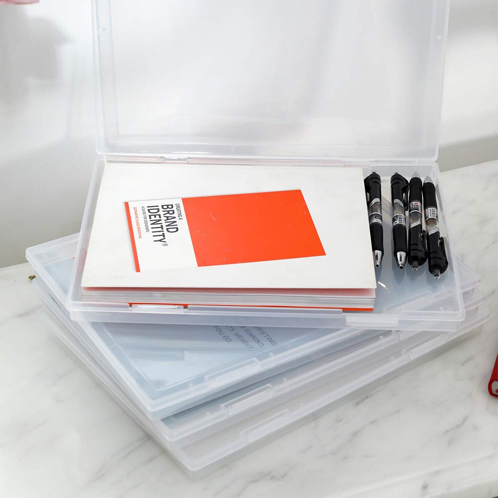 2 PCS - Clear A4 File Box Clear Plastic Paper Organizer Transparent Plastic Case Document Box Paper Protector Desk Paper Organizers Case Office Supplies Holder Storage Magazine Organizer