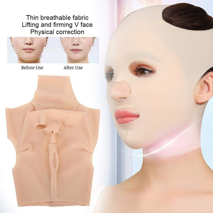 Full-Face Shaping Bandage, Breathable Elastic V-Line Up Belt Shaping Double-Chin Reducer Facial Slimming Strap, Tighten and Facial Skin