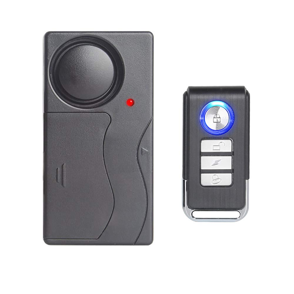 Wireless Vibration Alarm, Anti-Theft Burglar Alarm for Bicycle/Bike/Motorcycle/Car/Vehicles/Door/Window, 110db Super Loud (Remote Control Included)