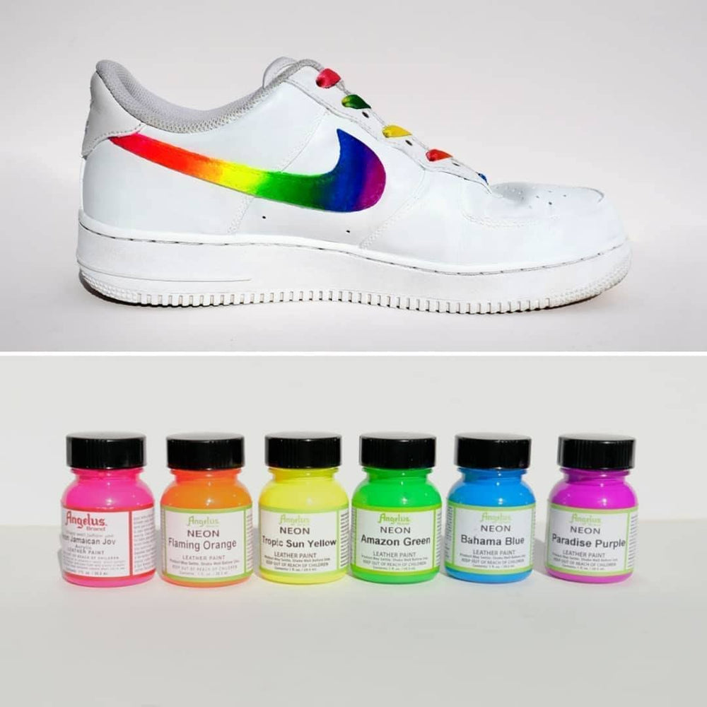 4oz Neon Leather Paint 6 Pack Starter Kit Set For Paint, Shoes, Boots, Jackets, Shirts, Art, Crafts, & More