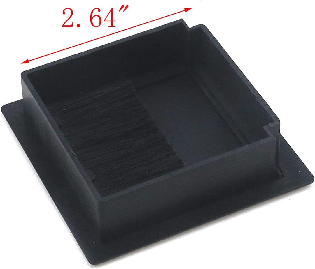 4Pcs Square Cable Hole Cover ABS Desk Grommet 3.15 x 3.15 Wire Organizer Black Desk Cord Cable Hole Cover Grommet with Brush for Computer Desk Table