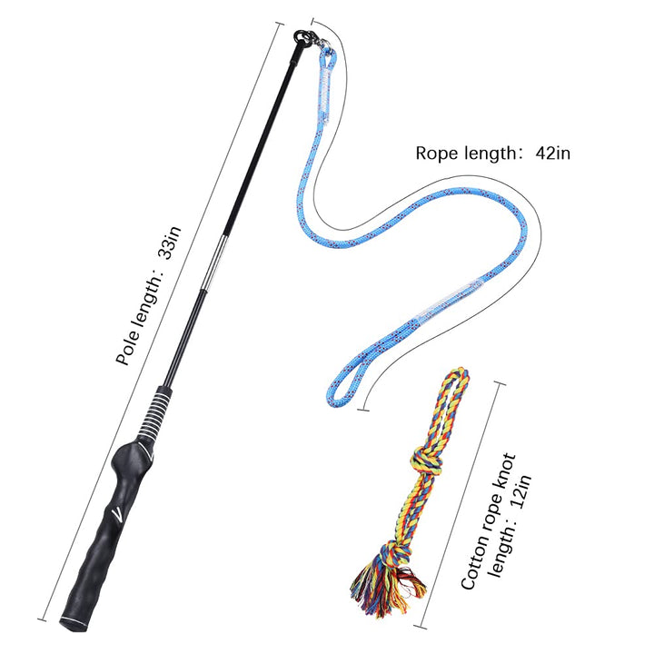 Flirt Pole Interactive Toys for Dogs Chase and Drag, Dog Flirt Pole Toy with Colorful neps for Outdoor Training, Exercise and Entertainment of Small, Medium and Large Dogs (Blue)