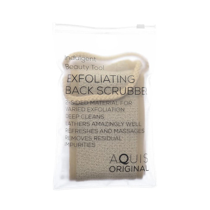 Aquis - Exfoliating Back Scrubber, Deep Clean & Invigorate Your Skin, Linen (4 x 30.75 Inches)