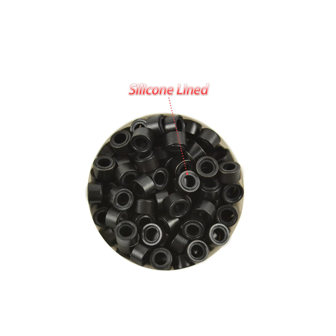 1000 Pcs Silicone Lined Micro Rings Links Beads 5mm Lined Beads for Hair Extensions Toolï¼Ë†Brownï¼â€°