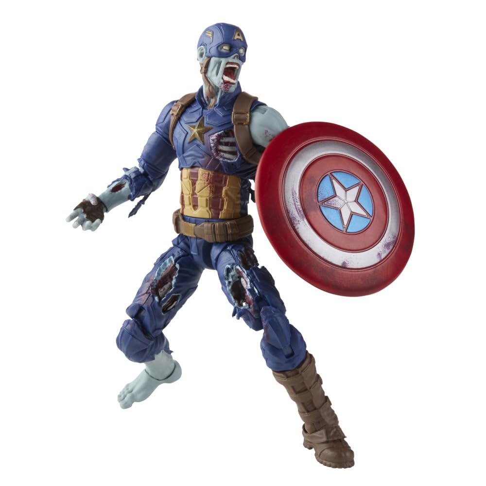 Avengers Legends Series 6-inch Scale Action Figure Toy Zombie Captain America, Premium Design, 1 Figure, and 1 Accessory