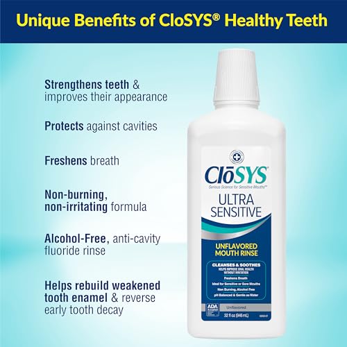 Ultra Sensitive Mouthwash, Unflavored Alcohol Free, Dye Free, pH Balanced, Helps Soothe Entire Mouth – 32 Oz