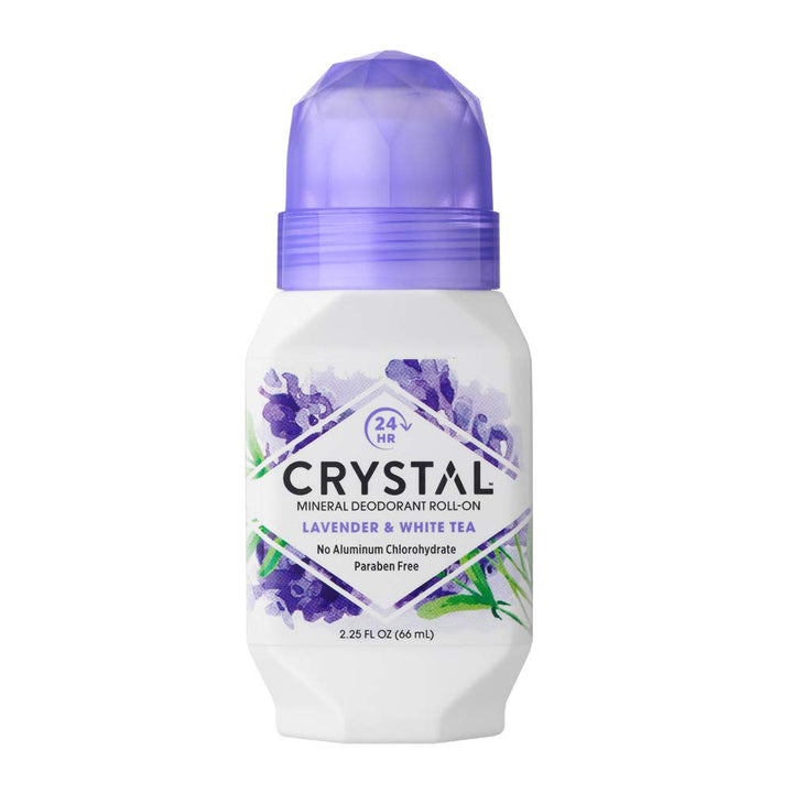 CRYSTAL essence Mineral Deodorant Roll-On - Lavender and White Tea (2.25 fl oz) - 12 Pack