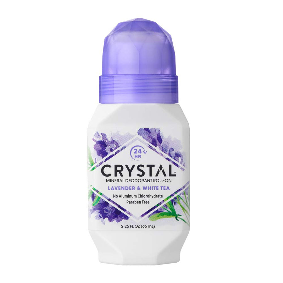 CRYSTAL essence Mineral Deodorant Roll-On - Lavender and White Tea (2.25 fl oz) - 12 Pack